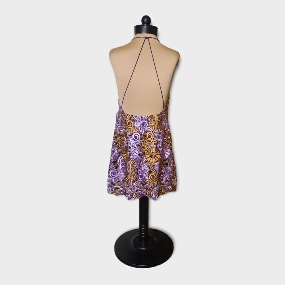 Anthropologie Embroidered Halter Mini Dress NEW Size 10P - Picture 4 of 8